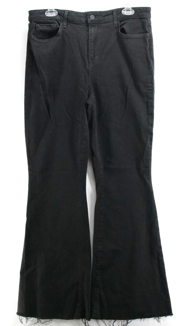 L'Agence Jeans Women Size 32 Flare Cut Black Jeans Raw Hem